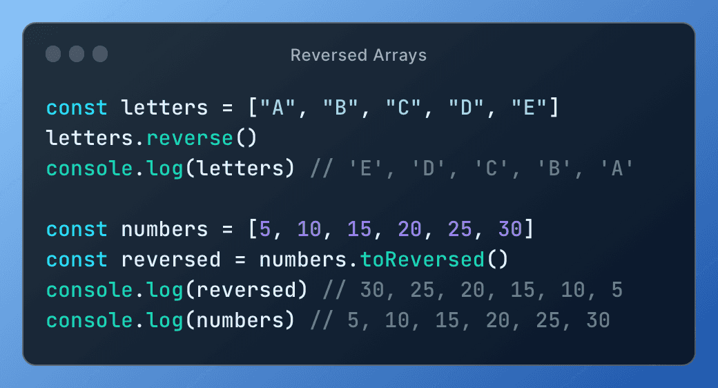 Reversing Arrays in JavaScript